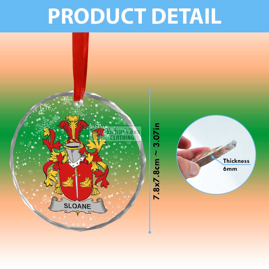 Sloane Irish Clan Christmas Glass Ornament with Coat of Arms - 2D-tartanvibesclothing