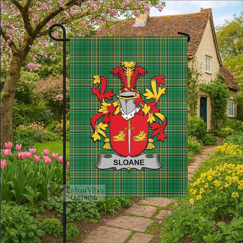 Sloane Irish Clan Tartan Flag with Coat of Arms