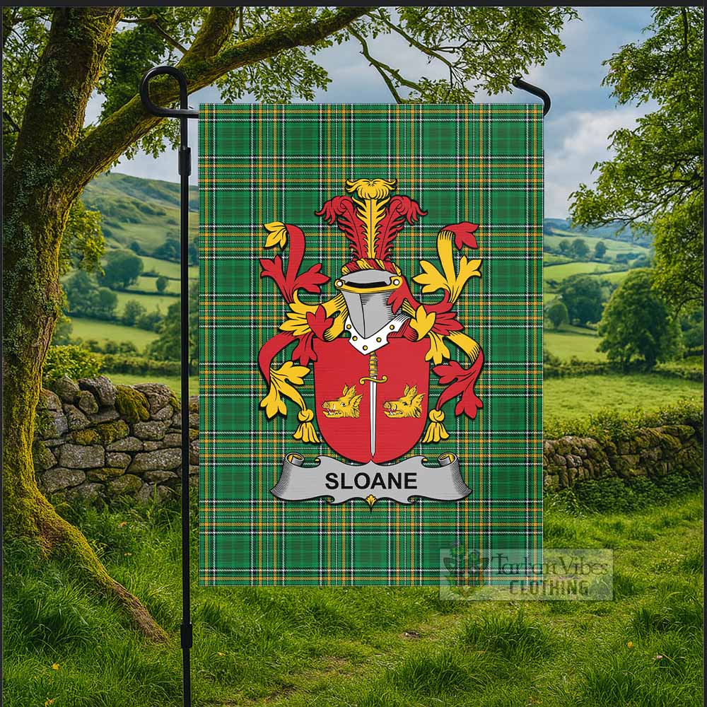 Sloane Irish Clan Tartan Flag with Coat of Arms
