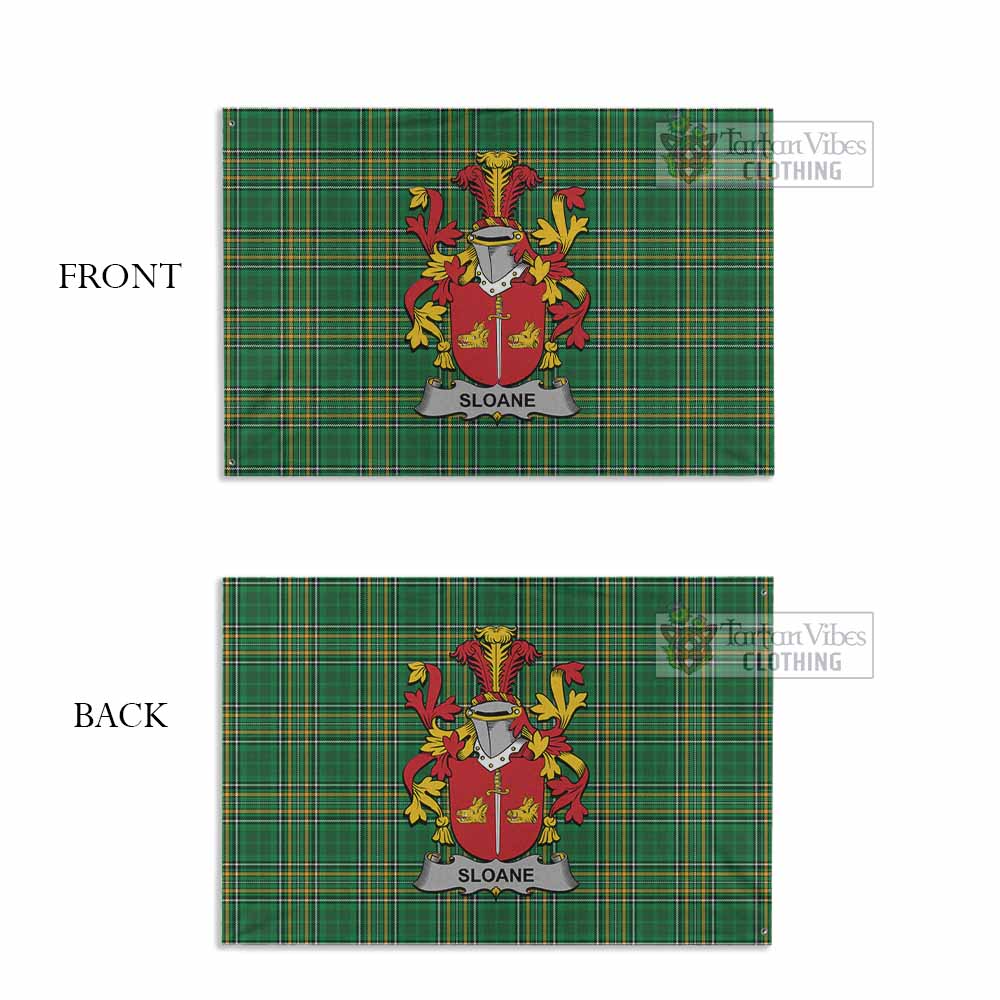 Tartan Vibes Clothing Sloane Irish Clan Tartan House Flag with Coat of Arms