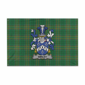 Smiley Irish Clan Tartan House Flag with Coat of Arms