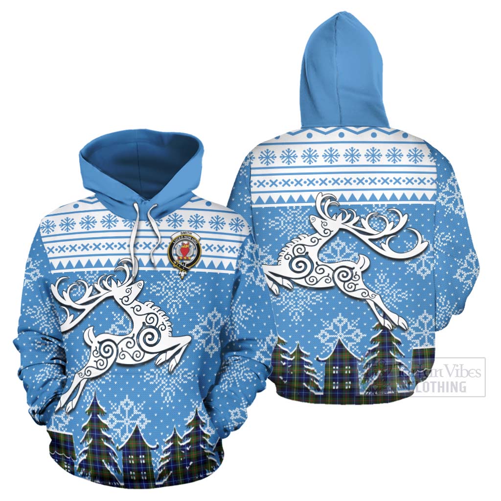 Smith Clan Christmas Hoodie Celtic Reindeer Style Zip Hoodie - Tartan Vibes Clothing