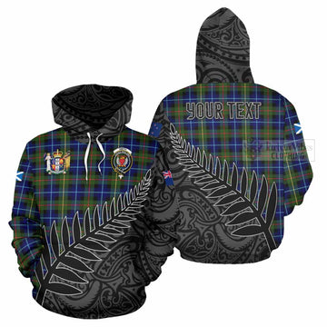 Tartan Vibes Clothing Smith Crest Tartan Hoodie with New Zealand Silver Fern Half Style
