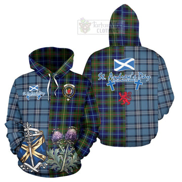 Smith Tartan Hoodie Happy St. Andrew's Day Half Tartan Style Zip Hoodie - Tartan Vibes Clothing