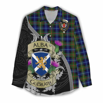 Smith Tartan Family Crest Women's Casual Shirt Lion Rampant Royal Thistle Shield Celtic Inspired Female - Tartan Vibes Clothing