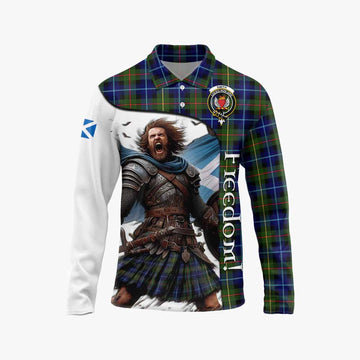 Smith Crest Tartan Long Sleeve Polo Shirt Inspired by the Freedom of Scottish Warrior Unisex - Tartan Vibes Clothing