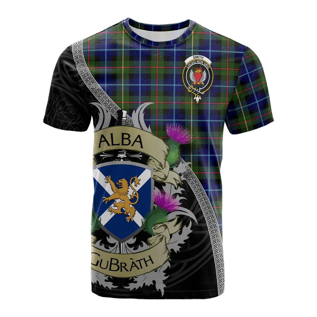 Tartan Vibes Clothing Smith Tartan Family Crest Cotton T-shirt Lion Rampant Royal Thistle Shield Celtic Inspired