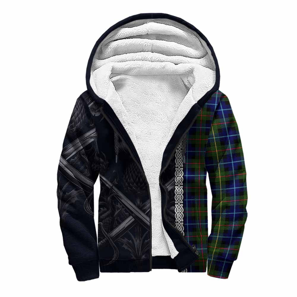 Smith Tartan Sherpa Hoodie with Family Crest Cross Sword Thistle Celtic Vibes Unisex S - Tartan Vibes Clothing