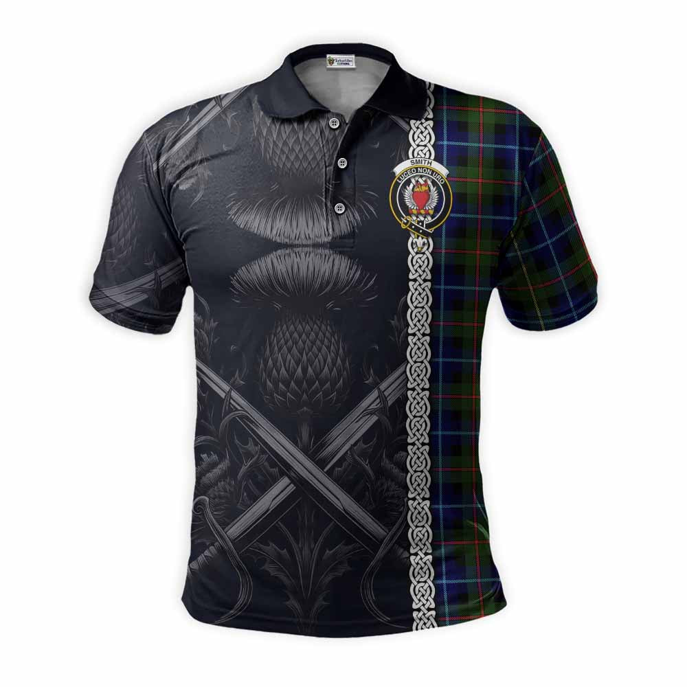 Smith Tartan Polo Shirt with Family Crest Cross Sword Thistle Celtic Vibes Kid - Tartan Vibes Clothing