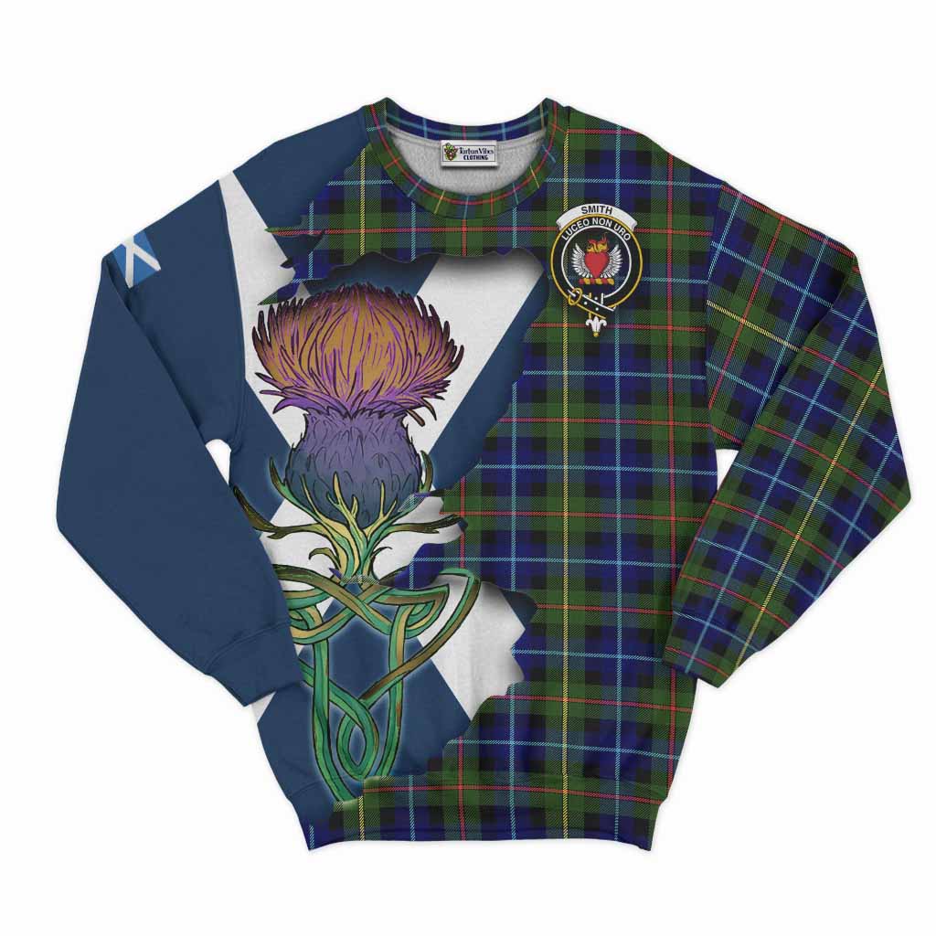 Tartan Vibes Clothing Smith Tartan Family Crest Sweatshirt Scottish Thistle Celtic Inspired