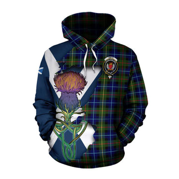 Tartan Vibes Clothing Smith Tartan Family Crest Cotton Hoodie Scottish Thistle Celtic Inspired