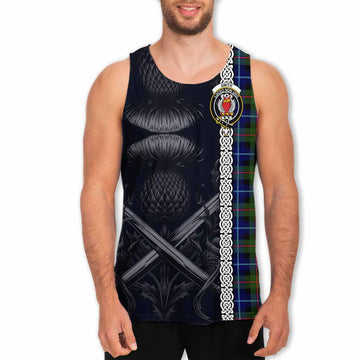 Smith Tartan Men's Tank Top with Family Crest Cross Sword Thistle Celtic Vibes Men - Tartan Vibes Clothing