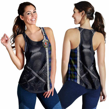Smith Tartan Women's Racerback Tanks with Family Crest Cross Sword Thistle Celtic Vibes 4XL - Tartan Vibes Clothing