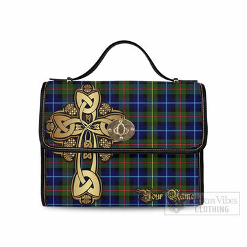 Tartan Vibes Clothing Smith Tartan Waterproof Canvas Bag Golden Thistle Celtic Cross Style