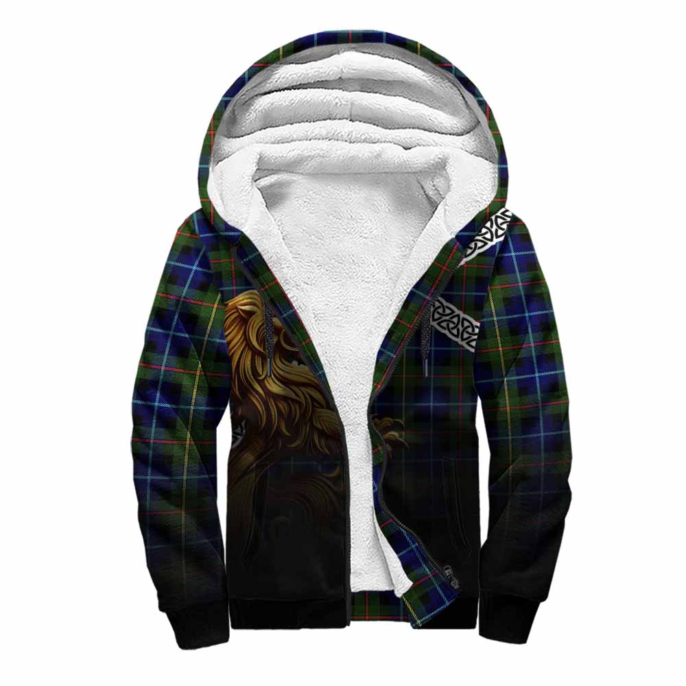 Smith Crest Tartan Sherpa Hoodie with Golden Lion Emblem Celtic Style Unisex S - Tartan Vibes Clothing