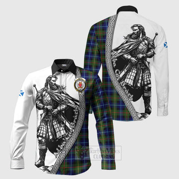 Smith Tartan Clan Crest Long Sleeve Button Shirt with Highlander Warrior Celtic Style Men's Shirt S - Tartan Vibes Clothing