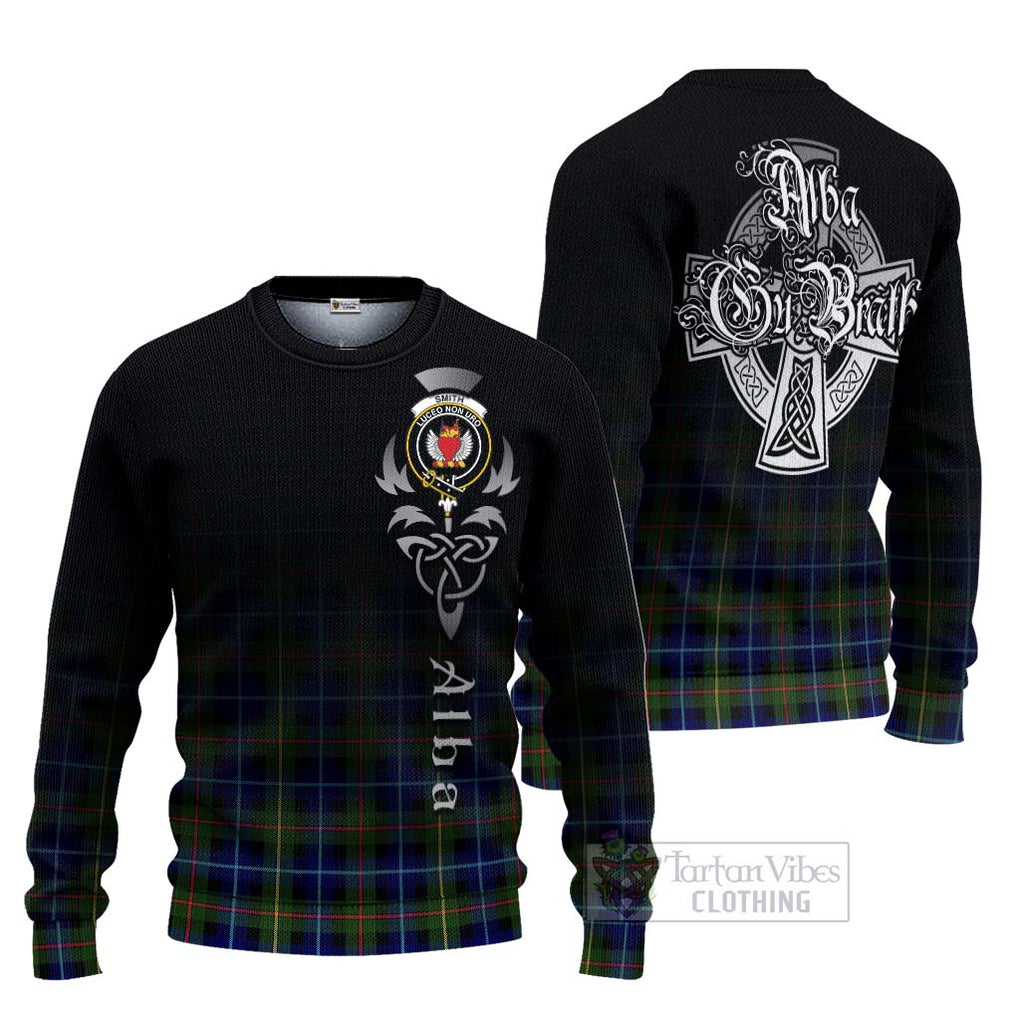 Smith Tartan Ugly Sweater Featuring Alba Gu Brath Family Crest Celtic Inspired Unisex - Tartan Vibes Clothing