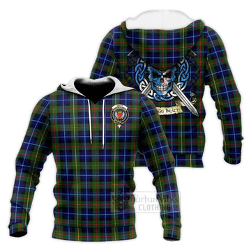 Smith Tartan Knitted Hoodie with Family Crest Celtic Skull Style Unisex Knitted Pullover Hoodie - Tartan Vibes Clothing