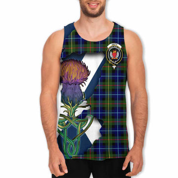 Tartan Vibes Clothing Smith Tartan Family Crest Men's Tank Top Scottish Thistle Celtic Inspired
