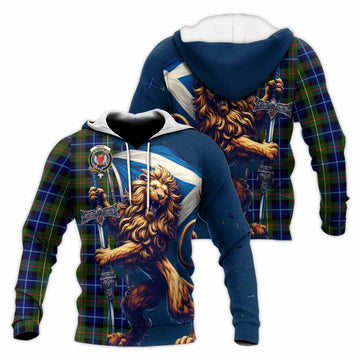 Smith Tartan Family Crest Knitted Hoodie with Scottish Majestic Lion Unisex Knitted Pullover Hoodie - Tartan Vibes Clothing
