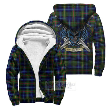 Smith Tartan Sherpa Hoodie with Family Crest Celtic Skull Style Unisex S - Tartan Vibes Clothing