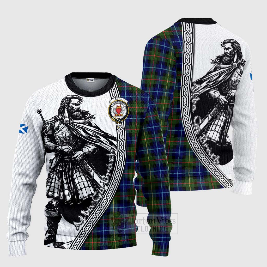 Smith Tartan Clan Crest Knitted Sweater with Highlander Warrior Celtic Style Unisex - Tartan Vibes Clothing