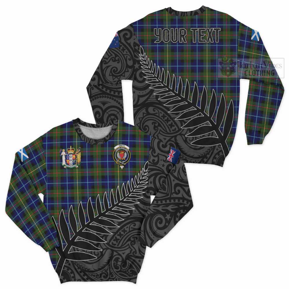Smith Crest Tartan Sweatshirt with New Zealand Silver Fern Half Style Unisex - Tartan Vibes Clothing