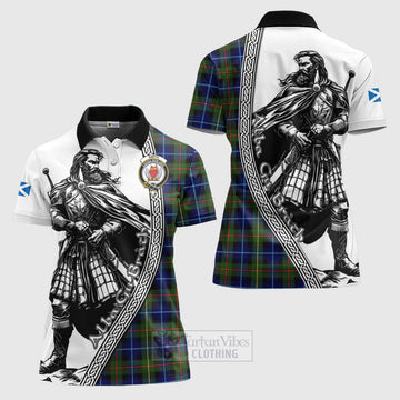 Smith Tartan Clan Crest Women's Polo Shirt with Highlander Warrior Celtic Style Women - Tartan Vibes Clothing