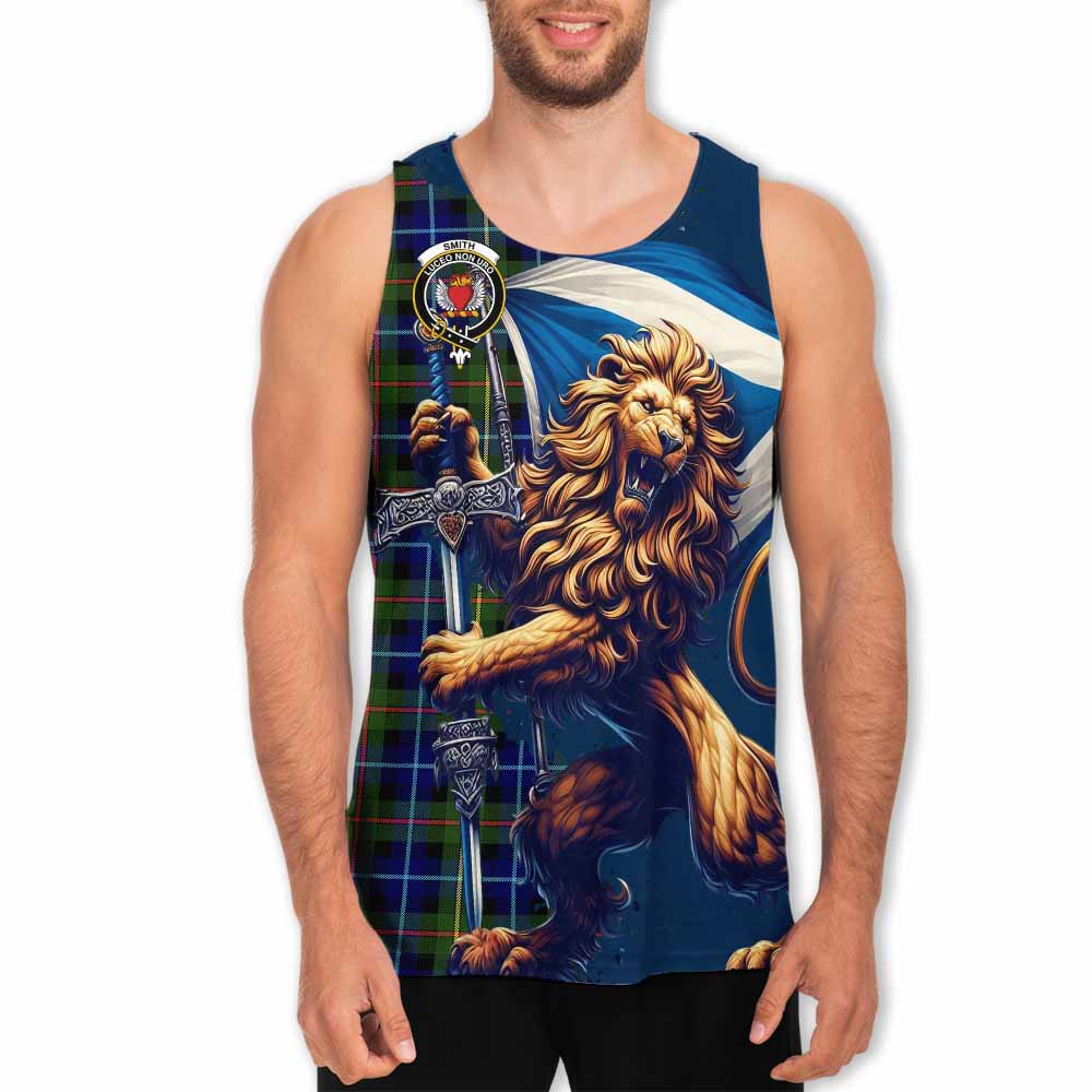 Smith Tartan Family Crest Men's Tank Top with Scottish Majestic Lion Men - Tartan Vibes Clothing