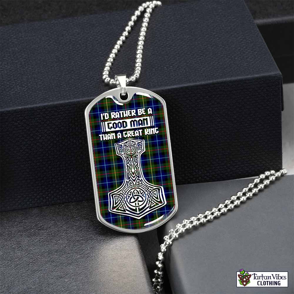 Smith Tartan Dog Tag Necklace Viking Mjolnir Style Silver No - Tartan Vibes Clothing