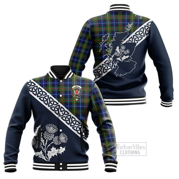 Smith Tartan Baseball Jacket Featuring Thistle and Scotland Map Unisex - Tartan Vibes Clothing
