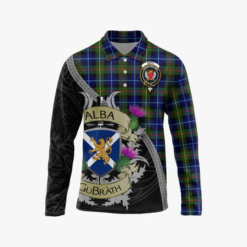 Smith Tartan Family Crest Long Sleeve Polo Shirt Lion Rampant Royal Thistle Shield Celtic Inspired Unisex - Tartan Vibes Clothing