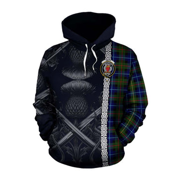 Smith Tartan Cotton Hoodie with Family Crest Cross Sword Thistle Celtic Vibes Pullover Hoodie XS - Tartan Vibes Clothing