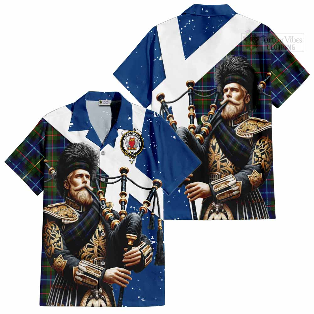 Smith Tartan Hawaiian Shirt with Family Crest Scottish Bagpiper Vibes Kid - Tartan Vibes Clothing