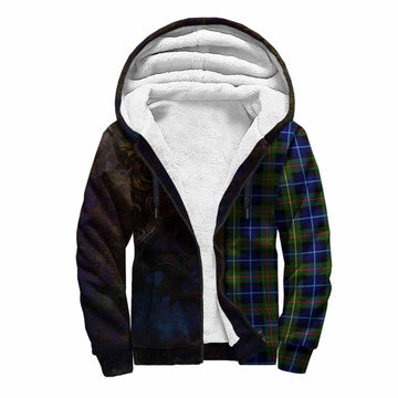 Tartan Vibes Clothing Smith Tartan Family Crest Sherpa Hoodie Alba Gu Brath Be Brave Lion Ancient Style