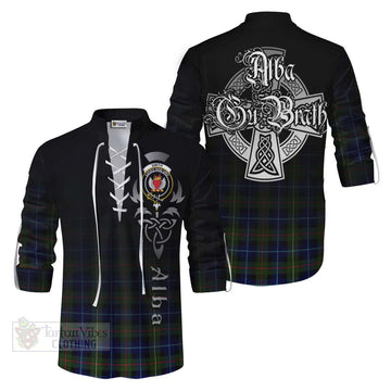 Tartan Vibes Clothing Smith Tartan Ghillie Kilt Shirt Featuring Alba Gu Brath Family Crest Celtic Inspired