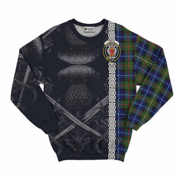 Smith Tartan Sweatshirt with Family Crest Cross Sword Thistle Celtic Vibes Unisex - Tartan Vibes Clothing