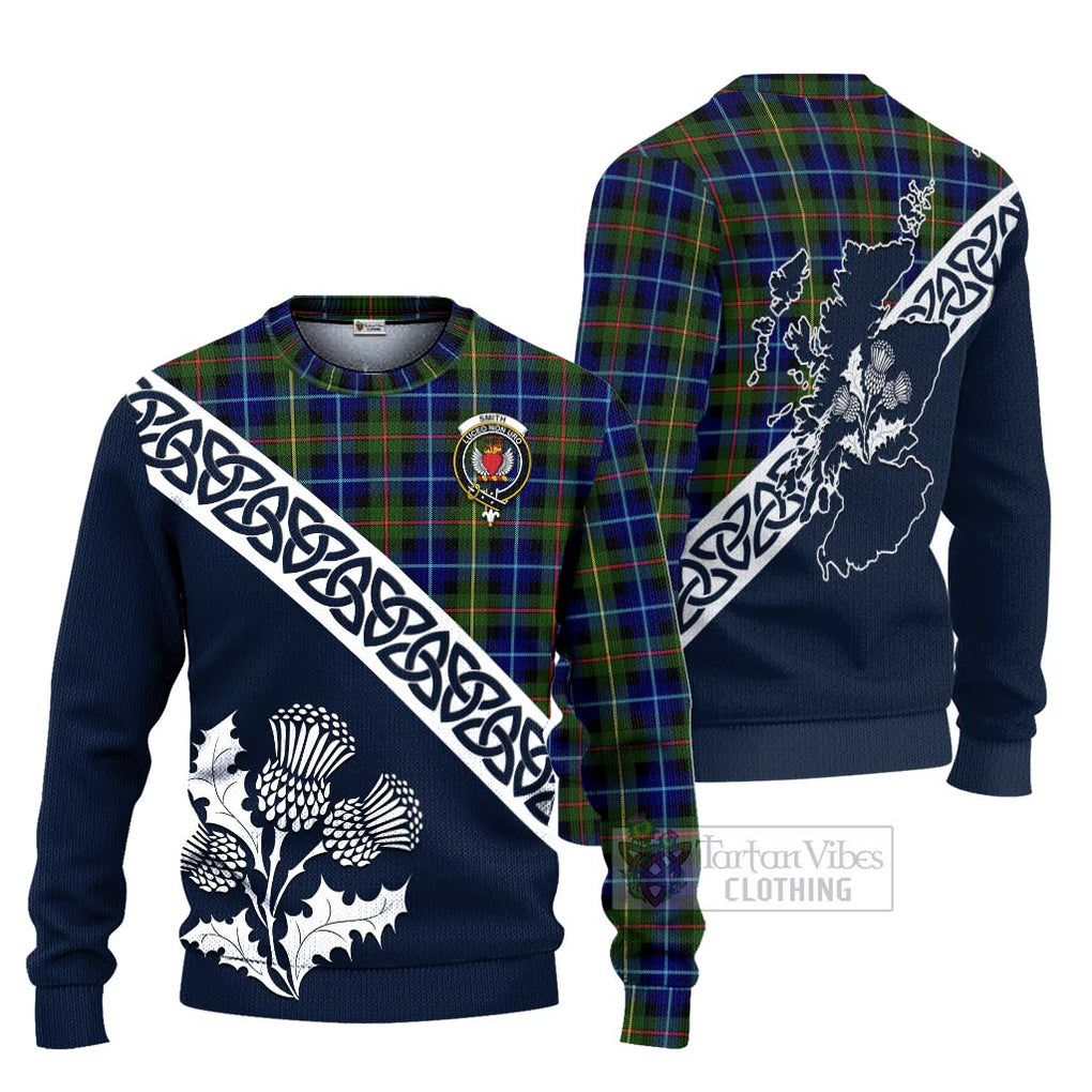 Smith Tartan Ugly Sweater Featuring Thistle and Scotland Map Unisex - Tartan Vibes Clothing