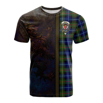 Smith Tartan Family Crest Cotton T-shirt Alba Gu Brath Be Brave Lion Ancient Style