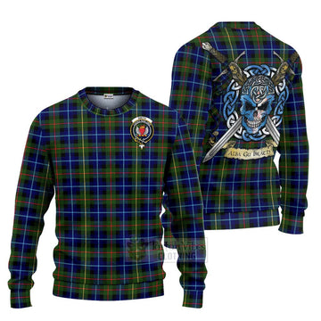 Smith Tartan Ugly Sweater with Family Crest Celtic Skull Style Unisex - Tartan Vibes Clothing