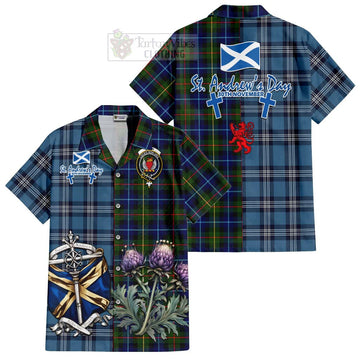 Smith Tartan Hawaiian Shirt Happy St. Andrew's Day Half Tartan Style Kid - Tartan Vibes Clothing