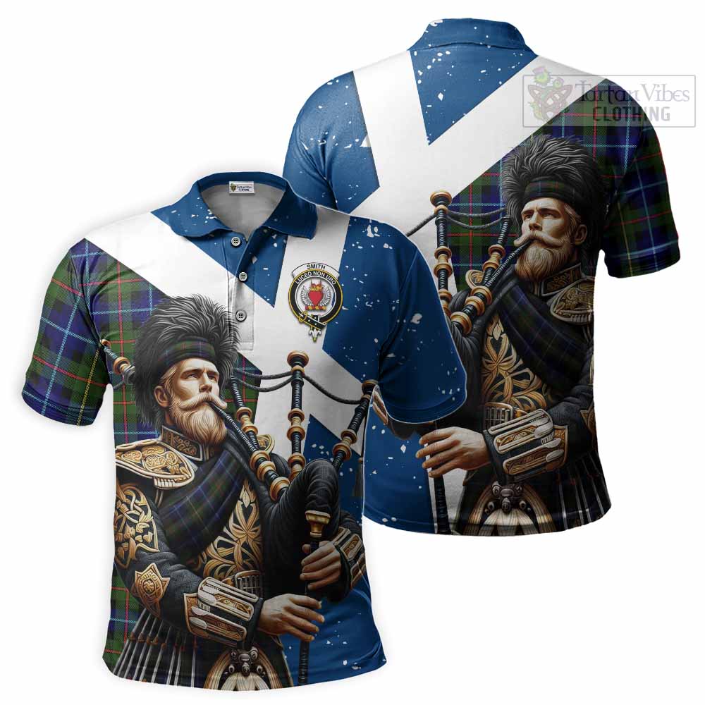 Smith Tartan Polo Shirt with Family Crest Scottish Bagpiper Vibes Kid - Tartan Vibes Clothing