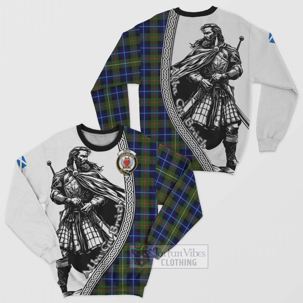 Smith Tartan Clan Crest Sweatshirt with Highlander Warrior Celtic Style Unisex - Tartan Vibes Clothing