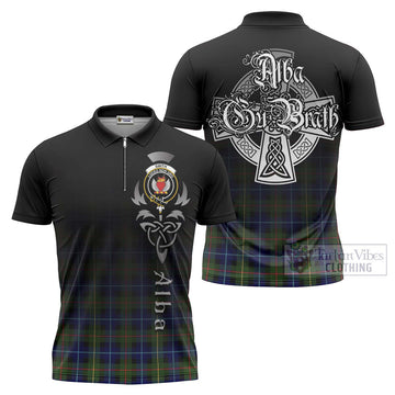 Smith Tartan Zipper Polo Shirt Featuring Alba Gu Brath Family Crest Celtic Inspired Unisex - Tartan Vibes Clothing