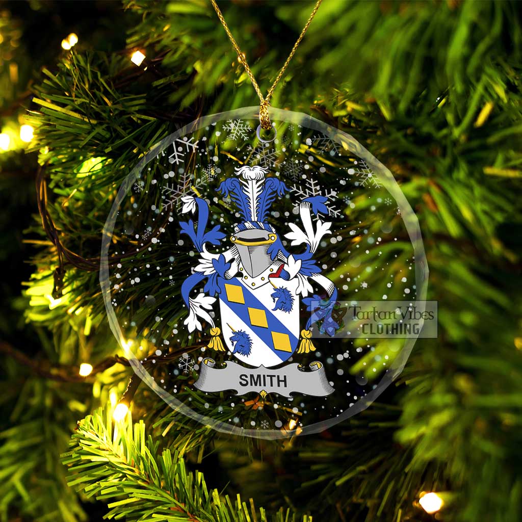 Smith Irish Clan Christmas Glass Ornament with Coat of Arms Transparent Glass Circle - 2D-tartanvibesclothing