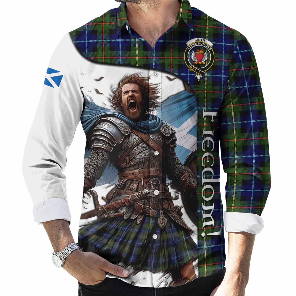 Smith Crest Tartan Long Sleeve Button Shirt Inspired by the Freedom of Scottish Warrior Men's Shirt S - Tartan Vibes Clothing