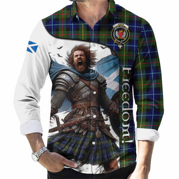 Smith Crest Tartan Long Sleeve Button Shirt Inspired by the Freedom of Scottish Warrior Men's Shirt S - Tartan Vibes Clothing