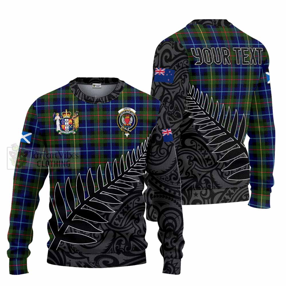 Smith Crest Tartan Knitted Sweater with New Zealand Silver Fern Half Style Unisex - Tartan Vibes Clothing