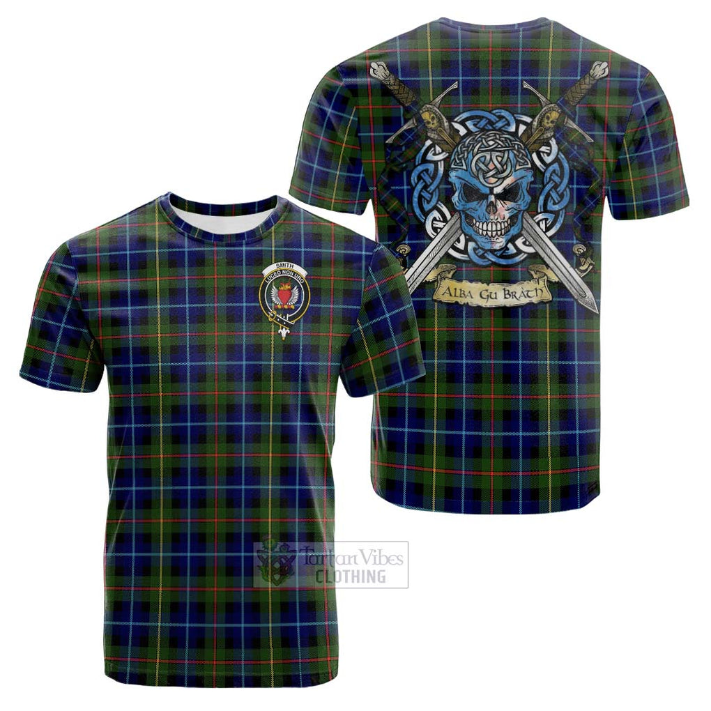 Smith Tartan Cotton T-shirt with Family Crest Celtic Skull Style Kid's Shirt - Tartan Vibes Clothing