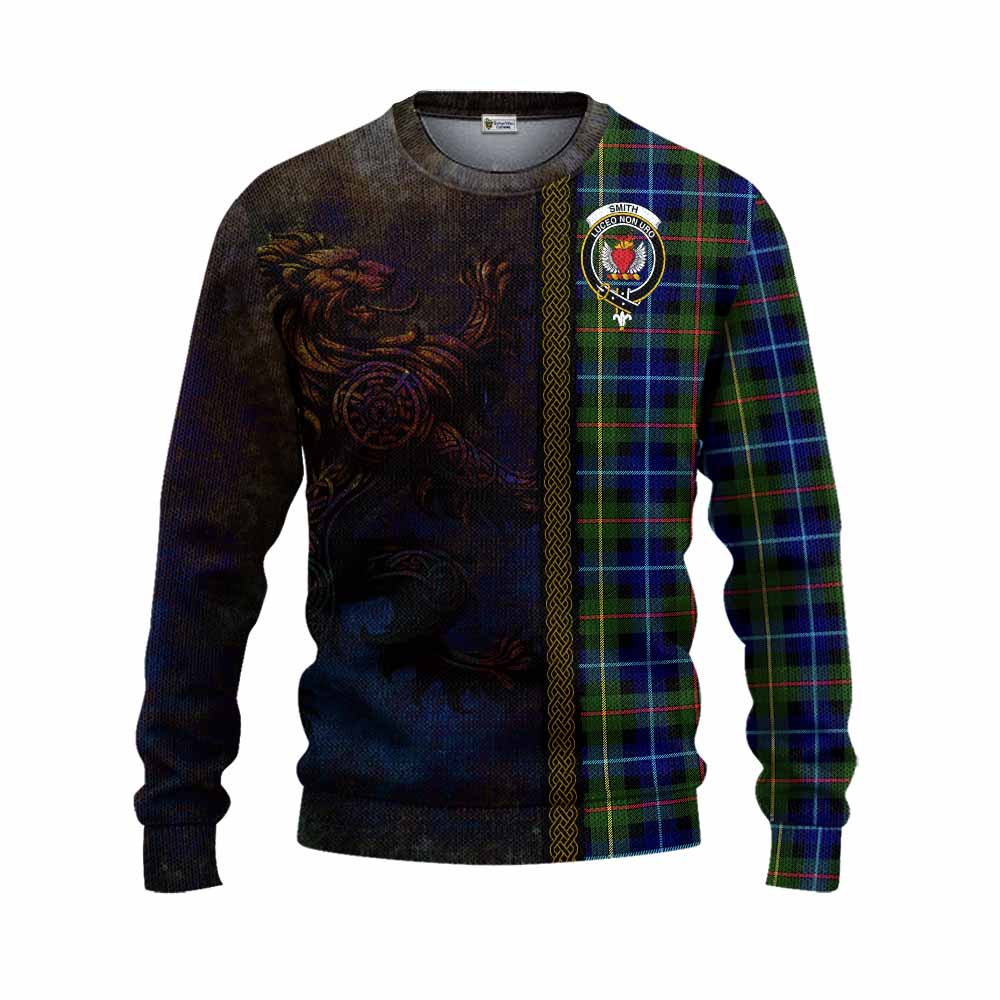 Smith Tartan Family Crest Knitted Sweater Alba Gu Brath Be Brave Lion Ancient Style Unisex - Tartan Vibes Clothing